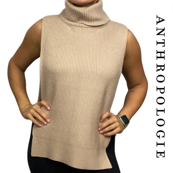 Anthropologie by Anthropologie Sweater Vest Beige - One Size - Picture 1 of 11